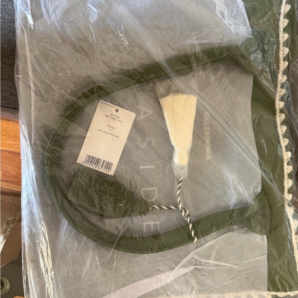 Seaside Olive Green Tote Bag with Tassel Accent - Picture 4 of 4